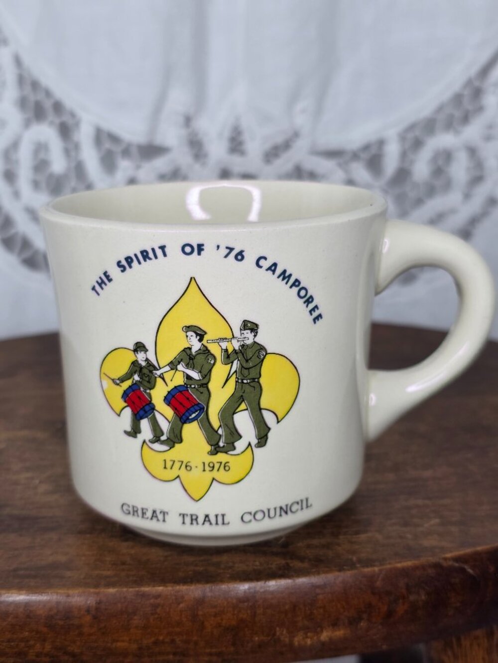 Vintage Boy Scout Mug Great Trail Council Spirit of 76 Camporee Leadership Mug